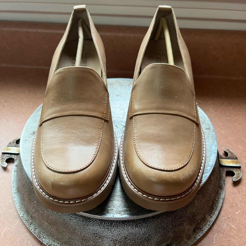Naturalizer Tan Vegan Leather Heeled Womens Loafers 7.5 Wide